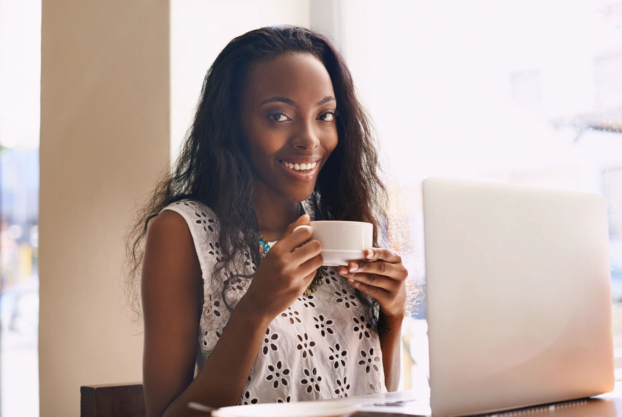 Happy woman smiling at camera